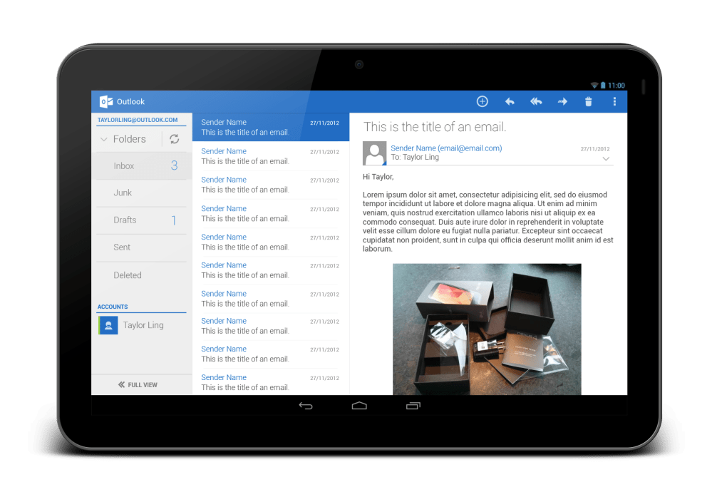 Outlook Tablet - Open Email
